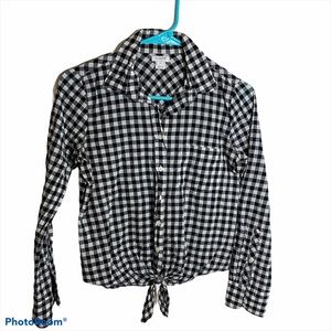 JCrew Black & White Gingham Plaid Long Sleeve